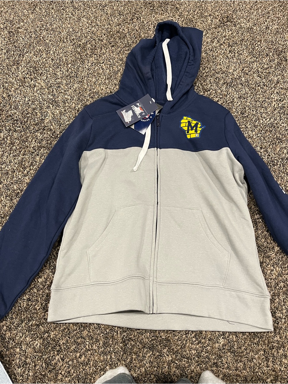 Fanatics Navy Hoodie with Cream Drawcord